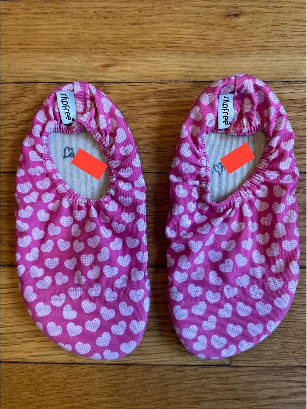 Slipfree Pink White Hearts Toddler Water Shoes Swim Beach Approx 5.5"